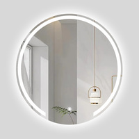 Miroir lumineux intelligent LED Miroir de salle de bain rond illuminé avec interrupteur à capteur tactile Miroir pour le maquillage