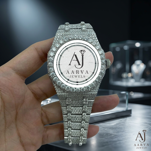 Montre de luxe en acier inoxydable avec cadran à quartz, résistante à l'eau, bracelet en cristal, affichage de la date, style bijou - Product Image 1