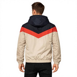 Chaqueta Bomber para Hombre, Color Sólido, con Bloques de Color, Cierre de Cremallera, Resistente al Viento, Informal, de Invierno, Corte Regular, Exterior de Poliéster, Logotipo Frontal - Product Image 2