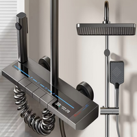 Ensemble de robinets thermostatiques gris pistolet en gros pommeau de douche à effet de pluie pour salle de bain à domicile robinet de douche chaude et froide