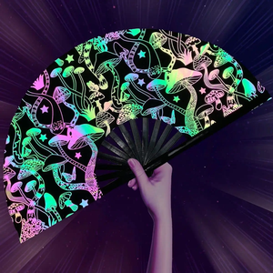 Ventilador de Mano Plegable de Bambú Ecológico de 13 Pulgadas con Luz UV, Modelo GS23, para Fiestas Rave, Festivales y Discotecas, Promoción al por Mayor - Product Image 5