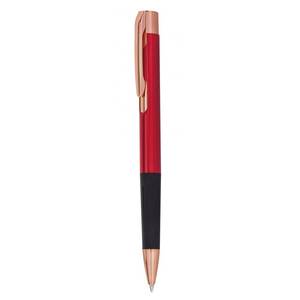 Elegante Bolígrafo Promocional Deportivo en Rojo Satinado con Cuerpo de Metal Pulido en Oro Rosa, Ancho de Escritura de 0.7 mm y 1.0 mm, Bolígrafos de Acero con Punta de Bola de Cobre - Product Image 1