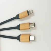 Kabel Data Ramah Lingkungan 4-in-1 dengan Jalinan Nilon, Kabel Pengisian Daya dengan Konektor USB Tipe C dan Micro USB Dual-Input untuk Ponsel dan Komputer