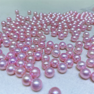 Perles de mer Akoya naturelles de 7-8 mm, semi-baroques, grises avec une forte luminosité, légères imperfections, perles nues en lin véritable - Product Image 1