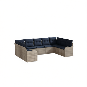 Conjunto de Sofá de Jardín de Ratán Sintético Gris, 6 Plazas, Resistente a la Intemperie, Muebles de Exterior de Diseño Contemporáneo - Product Image 1