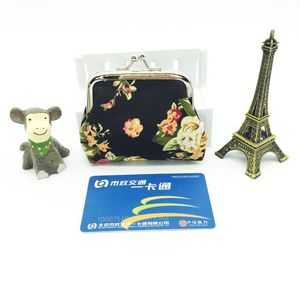 Monedero pequeño de lona con diseño de rosas y hilo oculto para mujer, cartera con hebilla de tela, diseño floral, rosa, negro, blanco, azul, café - Product Image 4