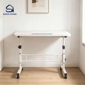Table d'appoint mobile moderne réglable en hauteur avec barre transversale renforcée, fente pour <span class=keywords><strong>tablette</strong></span>, roulettes verrouillables, table pour <span class=keywords><strong>ordinateur</strong></span> <span class=keywords><strong>portable</strong></span> pour canapé-<span class=keywords><strong>lit</strong></span> - Product Image 1