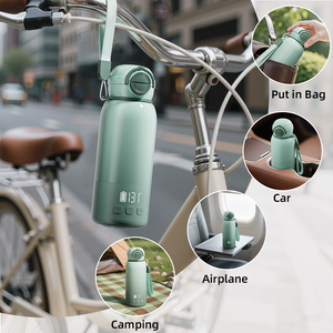 Bouteille d'eau chauffante électrique rechargeable portable, tasse chauffante à température constante pour le voyage, en acier inoxydable - Product Image 5