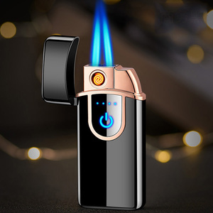 Nouveau briquet à gaz électrique rechargeable à double usage, double feu bleu flamme double coup droit coupe-vent allume-cigare - Product Image 5