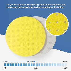 25 pièces 225 mm Velcro tampons de ponçage durables disques de ponçage feuilles abrasives perforées rondes <span class=keywords><strong>pour</strong></span> ponceuses à cloisons sèches 40 # - Product Image 3
