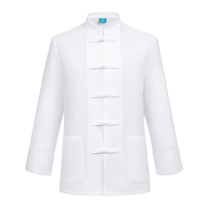 Uniforme de Chef Azul Marino con Cuello Mao y Botones Tipo Rana, Manga Larga, para Restaurante, Banquete y Catering, en Oferta - Product Image 3