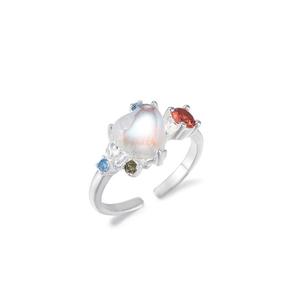 Bague Illusion d'Amour en Argent Pur S925, Micro-Incrustée de Zircon Coloré, Texture Oeil, Pierre de Lune Douce, Unique pour Elle - Product Image 5
