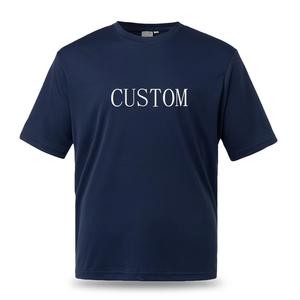 เสื้อยืดแขนสั้นสีกรมท่าสำหรับผู้ชาย พิมพ์โลโก้ตามสั่ง น้ำหนัก 150 กรัม เสื้อผ้าฤดูร้อน ทรงเข้ารูป เสื้อยืดถักสำหรับผู้ชาย - Product Image 2
