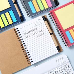 Wholesale A6 Kraft Cover Spiral Notebook with <b>Sticky</b> <b>Notes</b> Custom Logo Kraft Notepad with Pen for Sale - Product Image 3