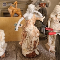 Sculpture de femme en marbre de jardin d'extérieur, statue de fille assise sexy d'anime