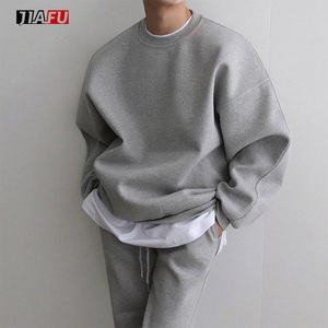Thả Vai Nặng Tùy Chỉnh Crewneck Baggy Áo Thun Và Xếp Chồng Lên Nhau Mồ Hôi Quần Hai Mảnh Người Đàn Ông Của Áo Nỉ Đặt Bộ Đồ Thể Thao - Product Image 2