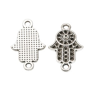 Conector de Mano de Hamsa con Cuentas y Ojo Turco, de Aleación de Zinc, Bronce y Plata Antigua, para Amuletos de Protección y Manualidades - Product Image 6