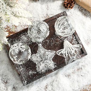 Boules de Noël en verre transparent de haute qualité pour la vente en gros, ornements d'arbre de Noël en forme d'étoile, écologiques, impression 1 couleur - Product Image 1