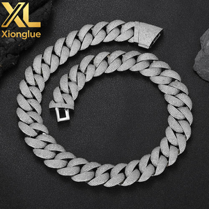 Men's Trendy 24mm <b>Copper</b> Full Zircon Bubble Cuban Chain Necklace Personalized Gold Plated Hip-Hop Jewelry Gift - Product Image 3
