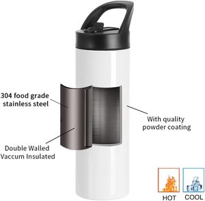 Gobelet de sublimation 20oz en acier inoxydable triple isolation, bouteille d'eau sport avec couvercle à paille, tasse vierge pour sublimation - Product Image 3