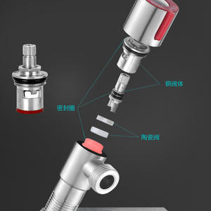Robinet d'angle en acier inoxydable 304 Morning Dew avec molette perlée, filetage femelle, une entrée, deux sorties, pour chauffe-eau - Product Image 1