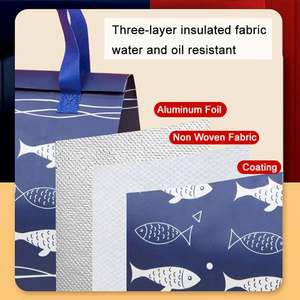 Sac isotherme portable personnalisable en non-tissé écologique avec feuille d'aluminium, imperméable, à motif lettres, pour livraison à emporter - Product Image 3