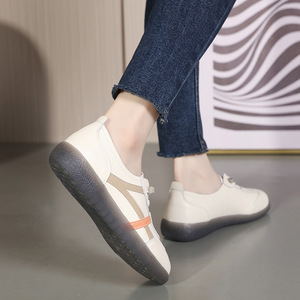 Zapatillas Deportivas de Piel Blanca para Mujer, Estilo Coreano, Suela de Gel Suave, Versátiles, Primavera - Product Image 3