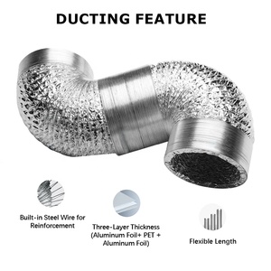 Tuyau de ventilation flexible en aluminium, système de ventilation pour cuisine, toilettes, hydroponie, <span class=keywords><strong>conduit</strong></span> de ventilation pour <span class=keywords><strong>extracteur</strong></span> - Product Image 2