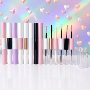 Tubes de gloss à lèvres ronds à double extrémité <span class=keywords><strong>ISMAN</strong></span>, or rose, noir, rose, 2 en 1, tubes vides pour mascara, gloss à lèvres, conteneur de 10 ml - Product Image 1