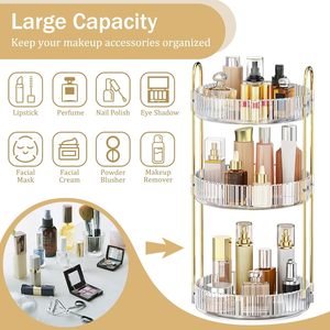 360 Degrees Rotating Makeup Perfume Organizer Injection Technics Eco-Friendly PET Material Multifunction Custom Logo Storage Box - Product Image 3