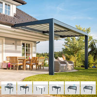 Sistema de Techo de Láminas Motorizado, Impermeable y de Lujo Moderno, Pérgola Bioclimática de Aluminio para Jardín, Patio o Villa