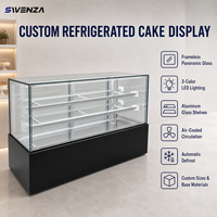 Lemari Pendingin Display Dessert Komersial SWENZA 2 3 4 Tingkat Rak Adjustable Pendingin Kipas Anti Beku untuk Hotel Cafe Toko Roti