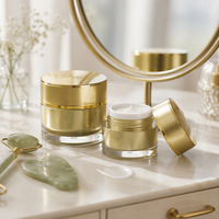 Pot en acrylique rond de 5g/10g couleur or, format mini, pour crème visage et crème contour des yeux, conteneur de voyage en plastique pour soins de la peau et baume à lèvres, avec couvercles à vis.