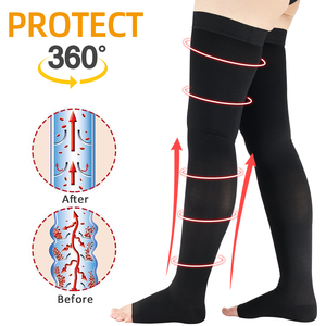 Bas de contention médical gradués, hauteur cuisse, respirants, avec bande de soutien antidérapante en silicone, pour femmes, varices, œdèmes, OEM - Product Image 4