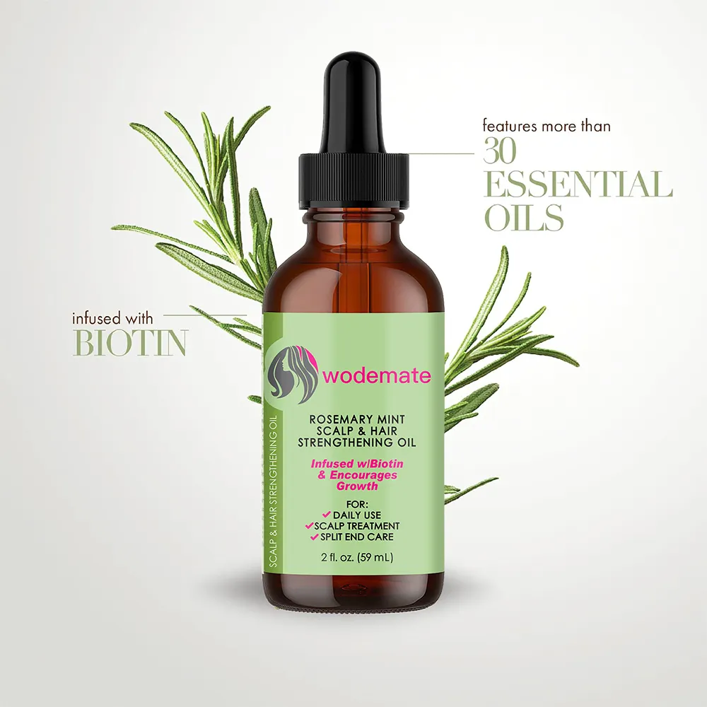 Minyak esensial Rosemary penguat rambut Label pribadi minyak esensial Rosemary organik alami wanita produk perawatan rambut hitam pertumbuhan rambut