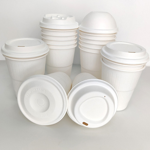 Biodegradable Bagasse Dome Lid 80mm - Disposable Coffee Cup Lid