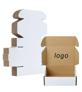 Custom fancy design logo printing luxury flat corrugated box folding kraft paper best price packaging shipping mailbox
