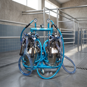 Double Bucket <b>Portable</b> Milking Machine | 2 Cow Stainless Steel Dairy Milker | Electric Vacuum Pump with <b>Trolley</b> - Product Image 4