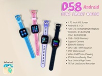 Montre connectée 4G pour enfants D58, écran 1,72 pouces, 1+8 Go, appels vidéo, GPS, LBS, WiFi, positionnement, SOS, montre intelligente pour garçons et filles