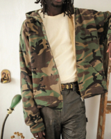Personalizado de los hombres de invierno 400 GSM algodón francés Terry Zip Hoodie | DTG impreso camuflaje ácido lavado desgastado diseño de gran tamaño