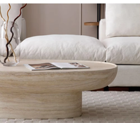 Table basse contemporaine en marbre travertin artificiel écologique personnalisée pour l'intérieur