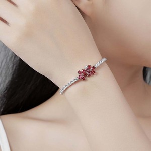 Bracelet tennis Daisy Ruby en argent sterling 925 avec fermoir à pression, protégé contre l'oxydation, bijou souvenir pour âmes sentimentales - Product Image 5