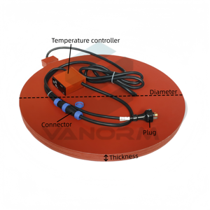 Calentador Eléctrico Redondo de Silicona Impermeable para Aislamiento de Fondo de Barriles y Tambores, <span class=keywords><strong>Placa</strong></span> Calefactora para Tambores de Almacenamiento - Product Image 1