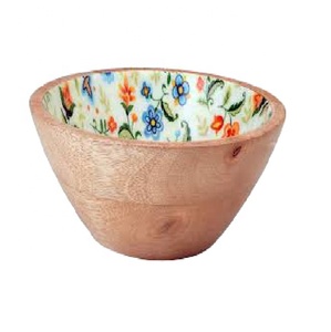 Tazón de Madera con Diseño Esmaltado y Estampado Floral 2026, Ideal para Ensaladas, Frutas y Sopas, Hecho a Mano para Hogares, Bodas y Eventos - Product Image 1