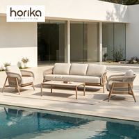 Conjunto de Muebles de Jardín de Lujo para Exteriores, Sofá de Ratán PE con Estructura de Aluminio, Tela Impermeable Resistente a los Rayos UV, Sofá de Patio
