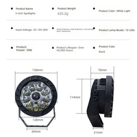 Projecteur de travail LED haute puissance 7 pouces 120W, faisceau combiné spot/diffuseur, étanche IP65/IP67, blanc froid 6000K, 6000 lumens, 12V-24V, CE