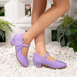 <span class=keywords><strong>Scarpe</strong></span> da ballo con <span class=keywords><strong>tacco</strong></span> alto per ragazze, antiscivolo, con fiocco <span class=keywords><strong>viola</strong></span>, per feste e spettacoli - Product Image 3