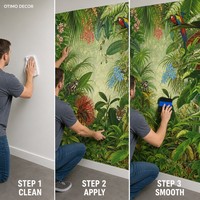 Mural de Pared Personalizado con Diseño de Selva Tropical, Lienzo al Óleo, Papel Tapiz de Selva, Decoración de Pared a Medida para Sala de Estar, Dormitorio, Hotel