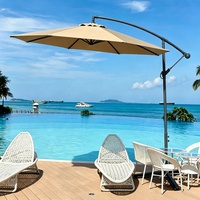 Parasol banane dépliable avec auvent ventilé, mât latéral en fer robuste, design moderne, imperméable, pour extérieur, cour et hôtel