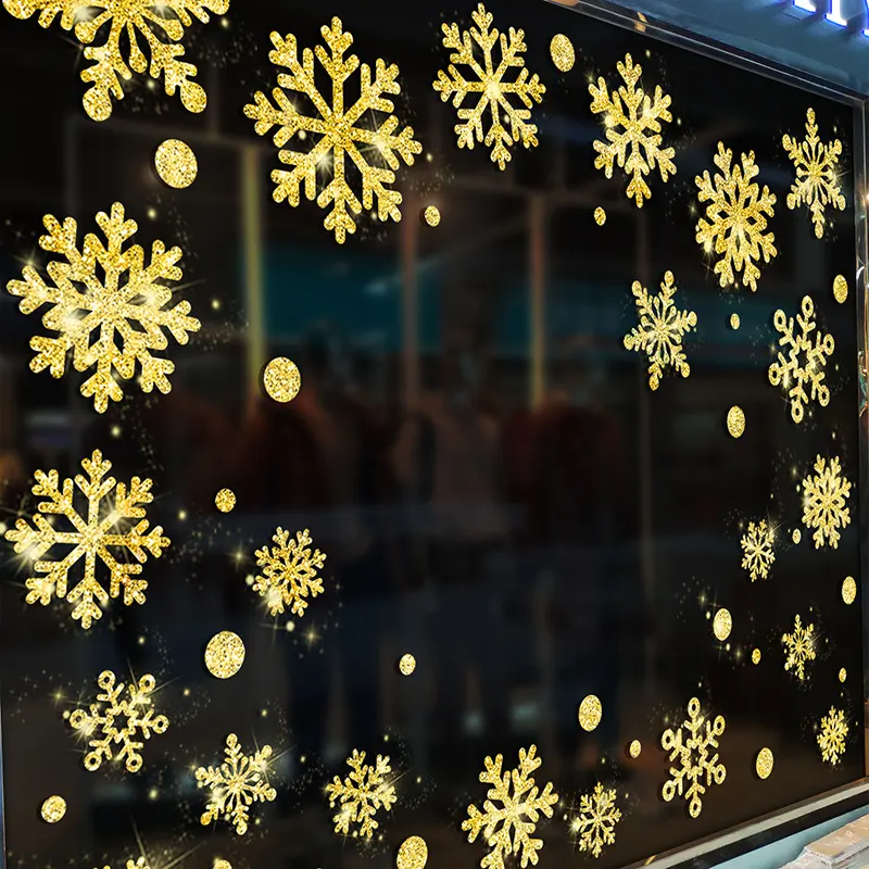 Pegatina de pared de copos de nieve romántica de Navidad, para ventana, ventana, fondo, decoración, pegatinas de pared